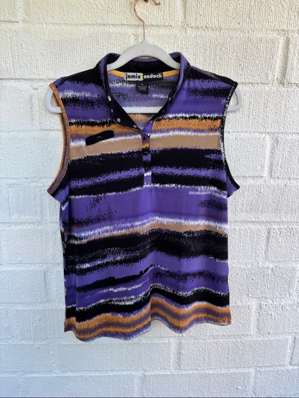 Jamie Sadock Striped Sleeveless Polo Tank sz M